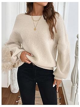 MakeMeChic Women's Bow Sweater Tie Back Long Sleeve Crew